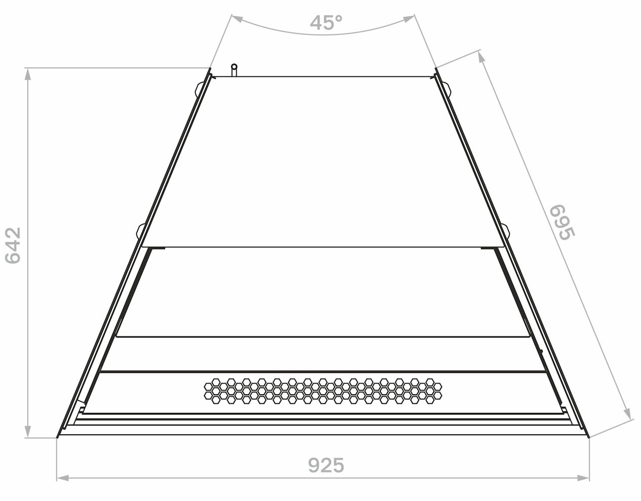 Нейтральная витрина CARBOMA CUBE 2 LIGHT KC70 N‑3‑2 2.0 (внешний угол 45°) 
