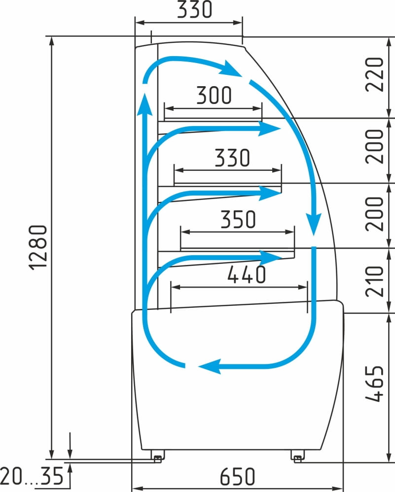 Кондитерская витрина CARBOMA ВХСв‑0,9д FLANDRIA LIGHT (K70 VM 0,9‑1) 