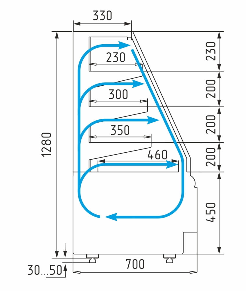 Кондитерская витрина CARBOMA CUBE STANDARD KC70 VM 0,6‑2 открытая 