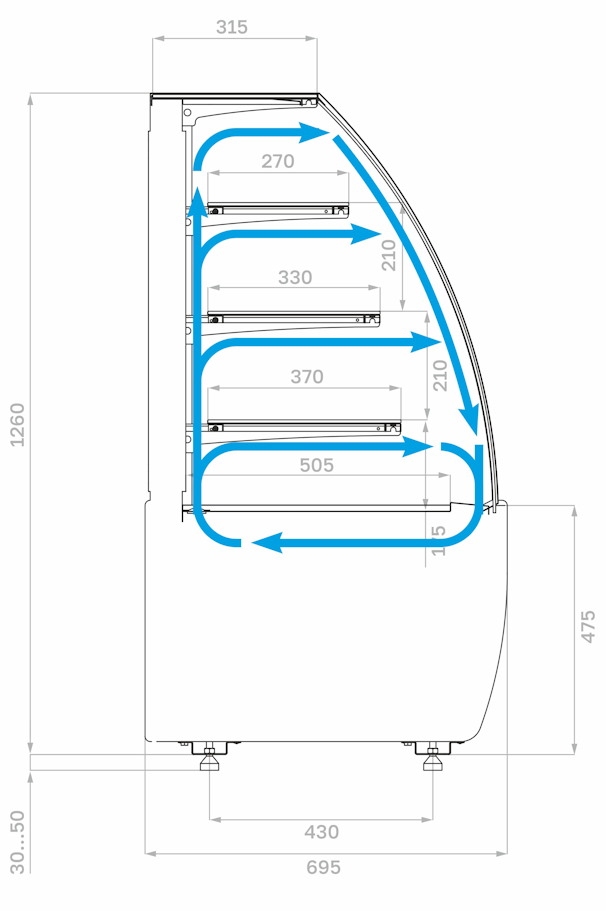 Кондитерская витрина CARBOMA FLANDRIA 2 LIGHT K70 VM 0,9‑1 2.0 