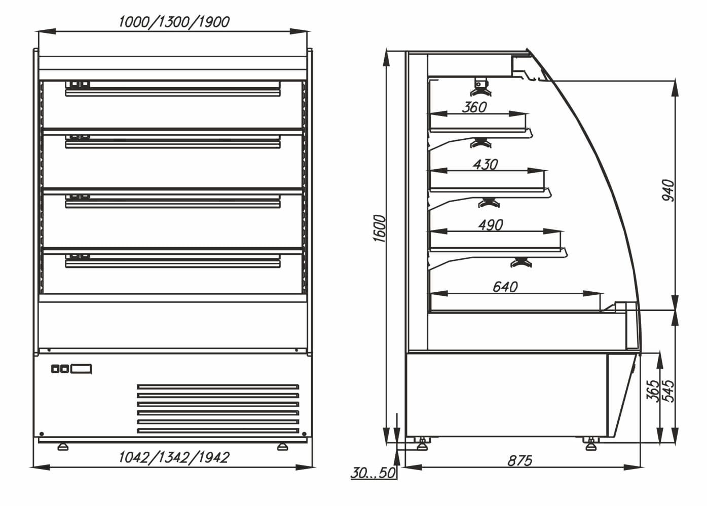 Тепловая горка CARBOMA 1600/875 BT‑1,0 TOKYO (F 16‑08 SH 1,0‑2) 